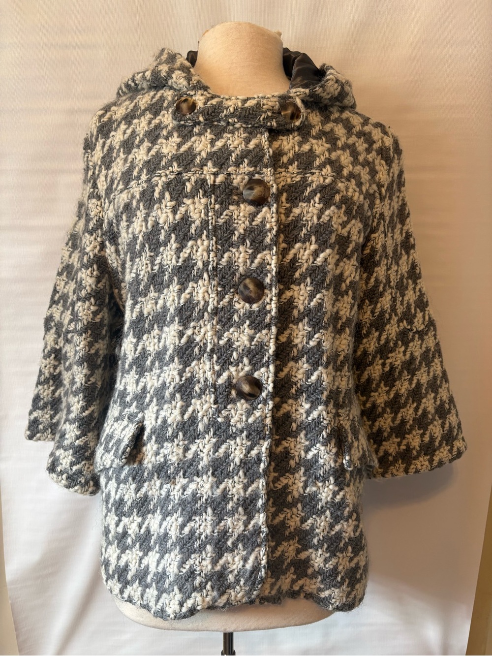 Anthropologie Elevenses Wool Blend Hooded Swing Coat Jacket XL